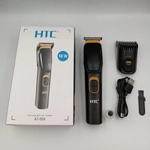 HTC AT-509 rechargeable hair and beard trimmer with box and accessories. Zenipick