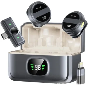 SX21 Round Magnetic Digital Wireless Collar Lavalier Microphone- zenipick 1 SX21 Magnetic Wireless Lavalier Microphone with ENC Noise Cancellation for Mobile Recording | Zenipick